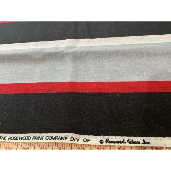 The Rosewood Print Linen Blend Fabric Black, Red and Grey Striped 4 Yards x 58" - Picture 5 of 8
